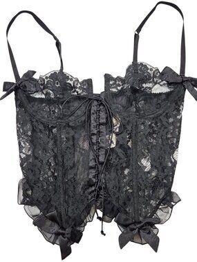 Victoria's Secret Vintage Gold Label Black Lace Bustier Corset Top